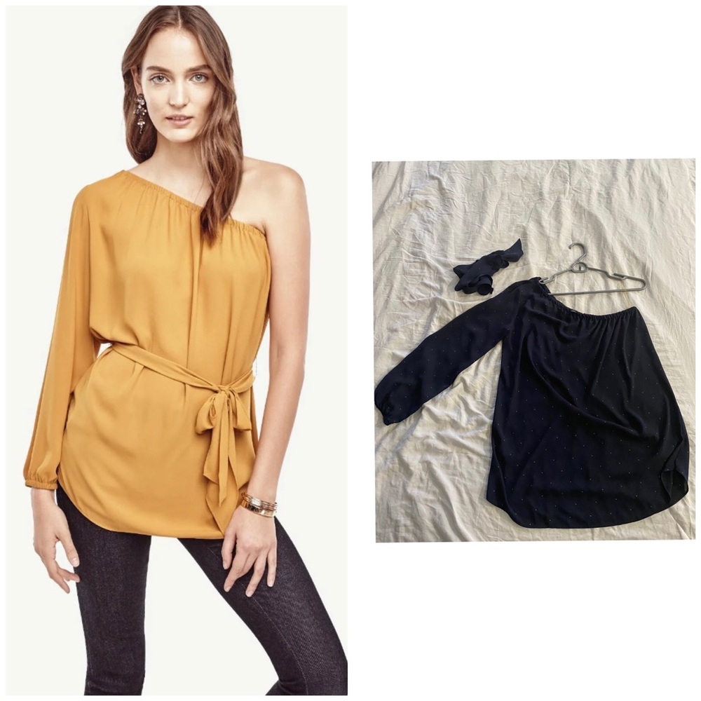 Ann Taylor Belted One Shoulder Blouse  Size S Small
